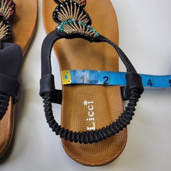 BEADED Sandals Size 7 Elastic Strap Toe Post Cushioned Stylish Sandals NEW - Picture 6 of 12